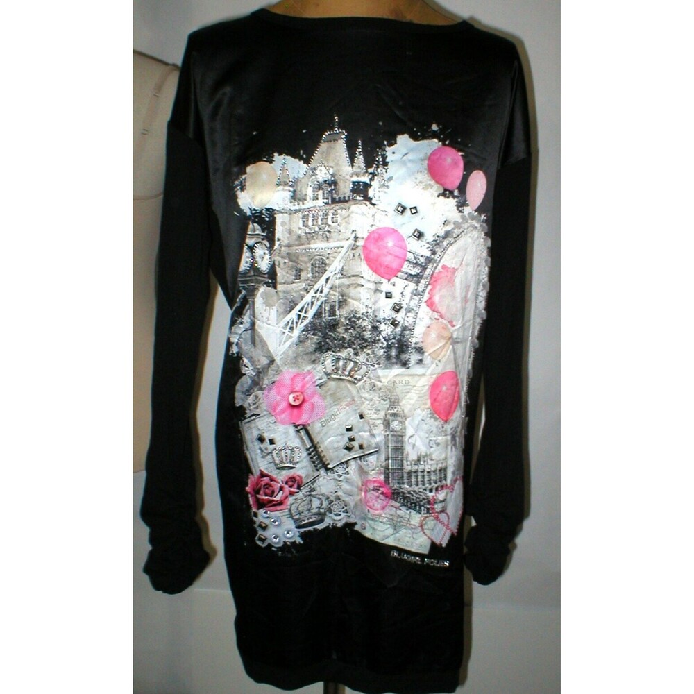 New Womens 10 NWT Black Designer Blugirl Folies Blumarine Ruching Satin London